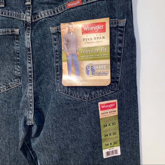 NWT Wrangler Dark Wash Jeans Regular Fit 34x30 - Picture 3 of 7